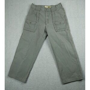 Cabelas 7 Pocket Hiker Crop Pants Womens Sz 32 (act 31X25) Green Canvas Outdoors